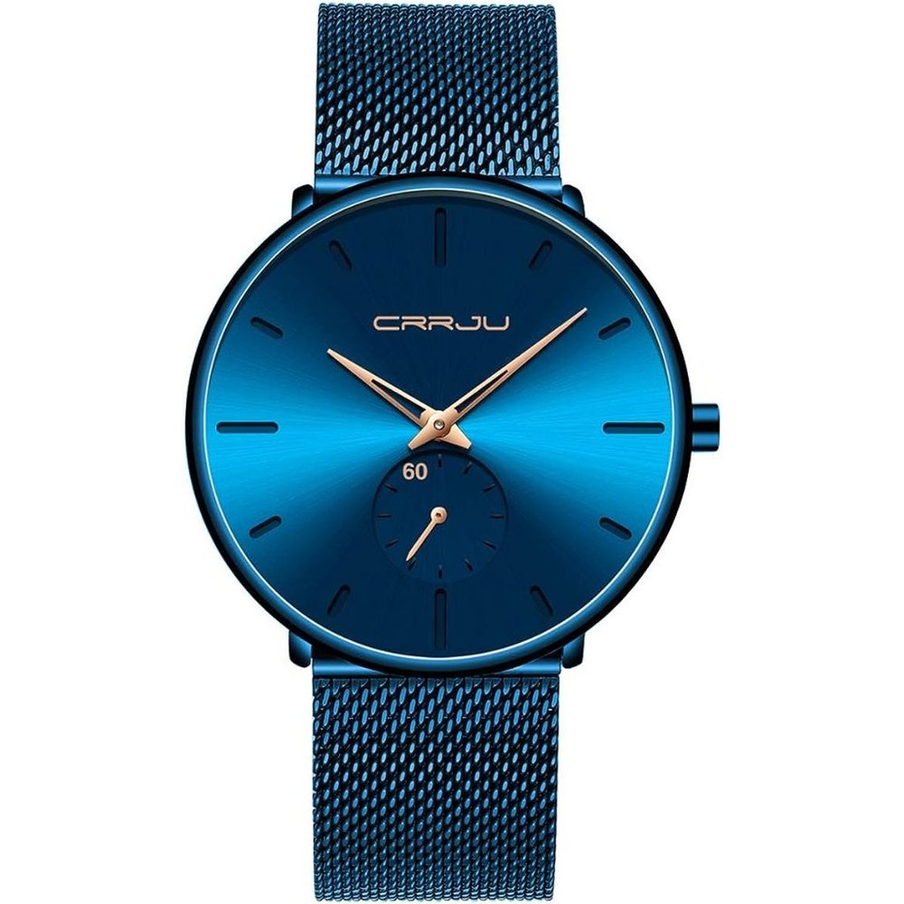 FIZILI Mens Thin Minimalist Waterproof Steel Mesh Band Wrist Watch